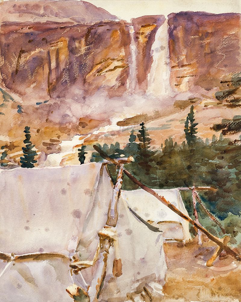 Camp and Waterfall art print by John Singer Sargent for $57.95 CAD
