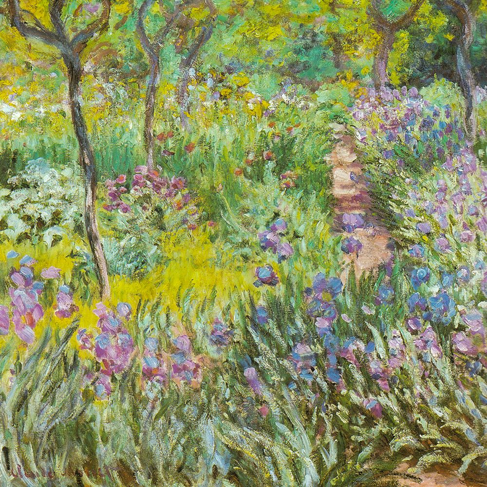 Artists garden at Giverny-irises 1900 art print by Claude Monet for $57.95 CAD