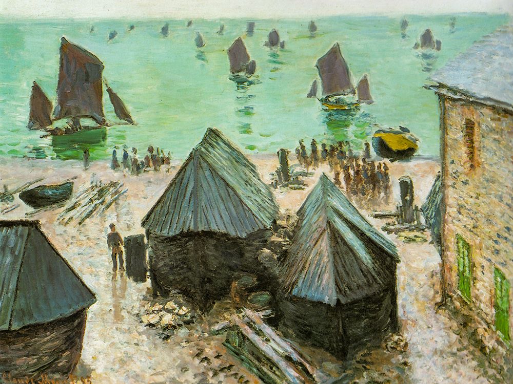 Departure of boats-Etretat 1883 art print by Claude Monet for $57.95 CAD