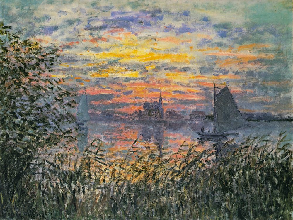 Marine View-Sunset 1874 art print by Claude Monet for $57.95 CAD