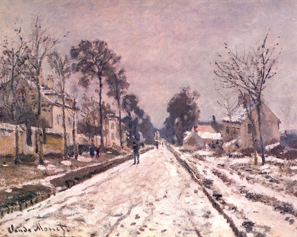 Road to Louveciennes in snow 1869 art print by Claude Monet for $57.95 CAD
