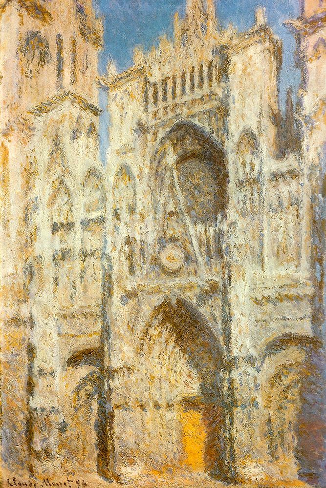 Rouen Cathedral-sunlight 1894 art print by Claude Monet for $57.95 CAD