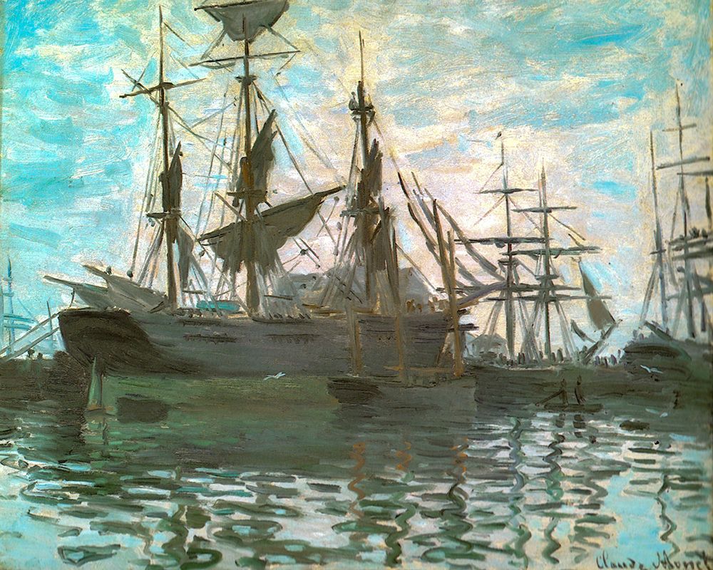 Ships in a harbour 1873 art print by Claude Monet for $57.95 CAD