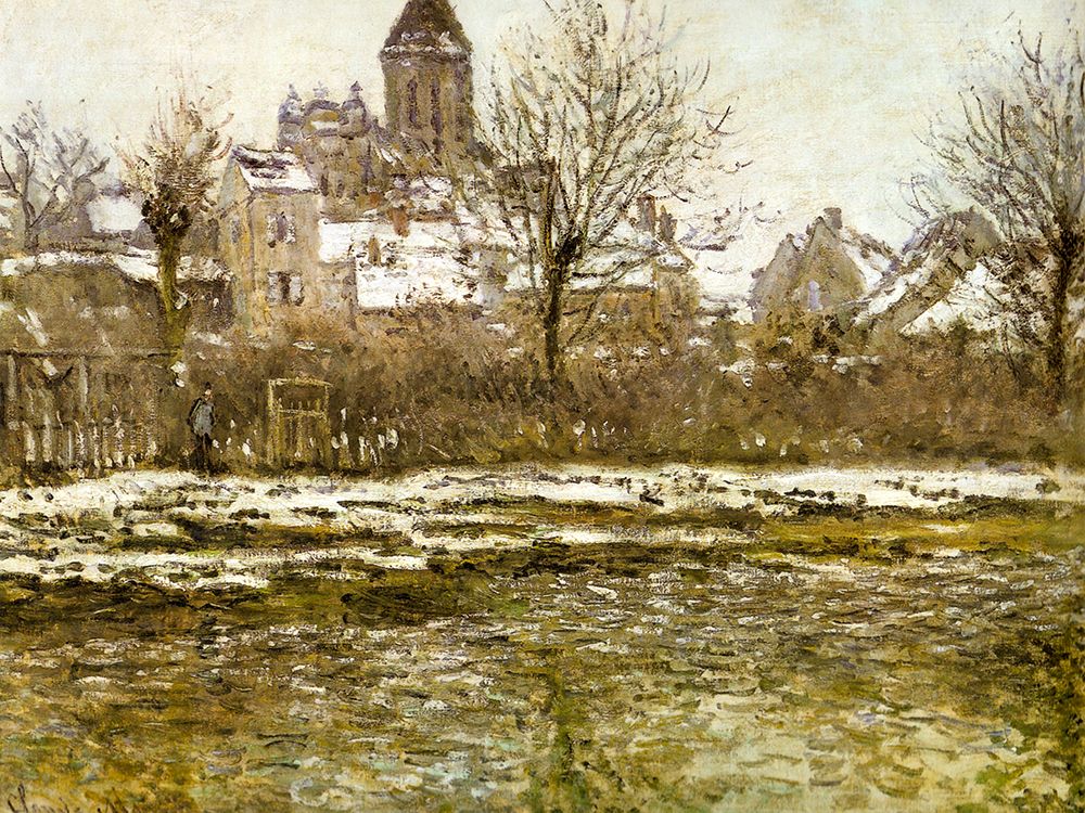 The Church at Vetheuil-snow 1879 art print by Claude Monet for $57.95 CAD