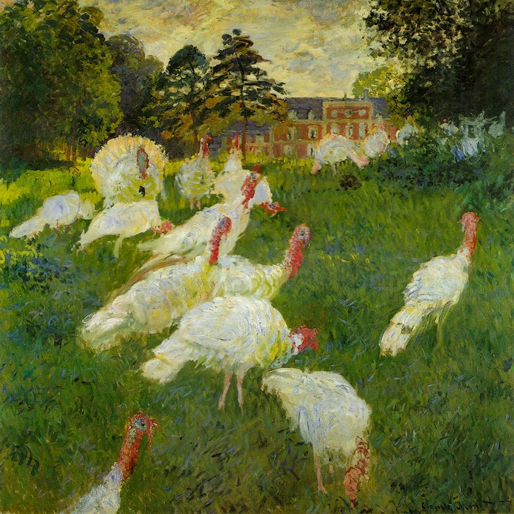 Turkeys at Montgeron 1877 art print by Claude Monet for $57.95 CAD