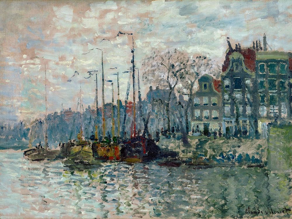 View of the Prins Hendrikkade and the Kromme Waal in Amsterdam 1874 art print by Claude Monet for $57.95 CAD