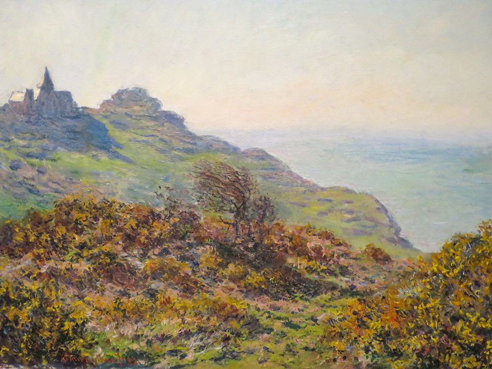 The Church of Varengeville and the Gorge of Moutiers Pass 1882 art print by Claude Monet for $57.95 CAD