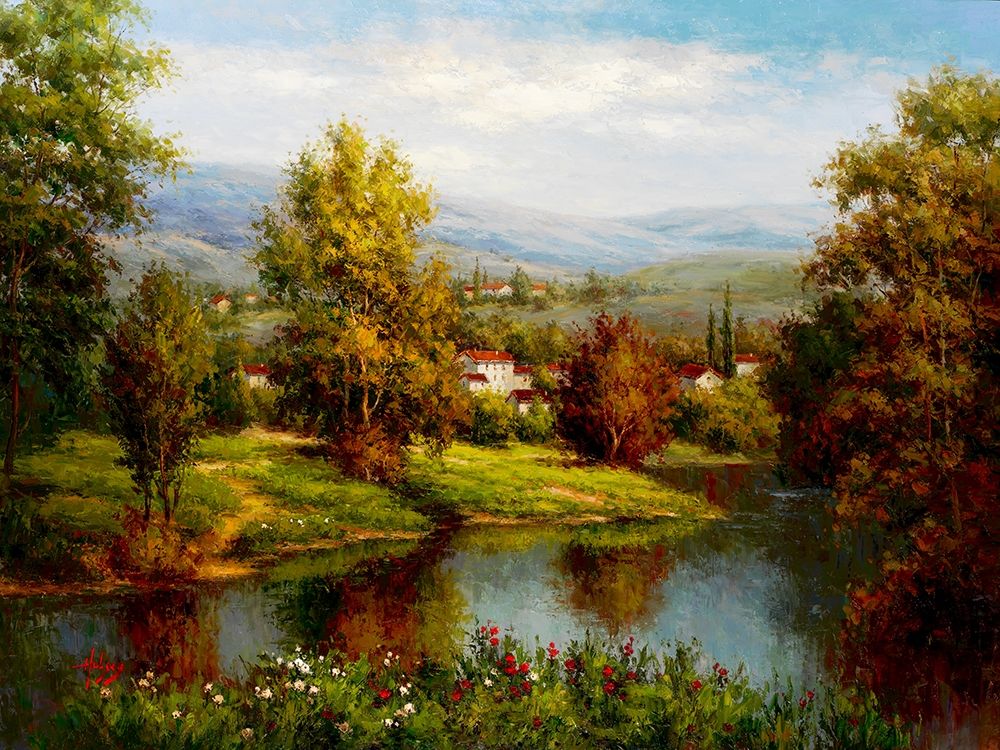 Village at the River Bank art print by Hulsey for $57.95 CAD