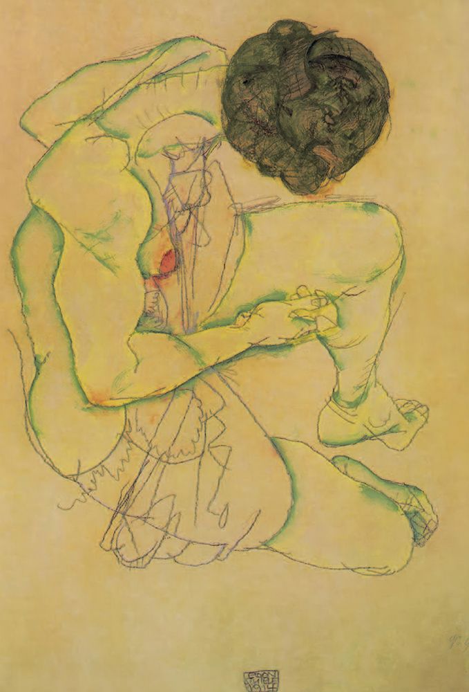 Seated Female Nude 1914 art print by Egon Schiele for $57.95 CAD