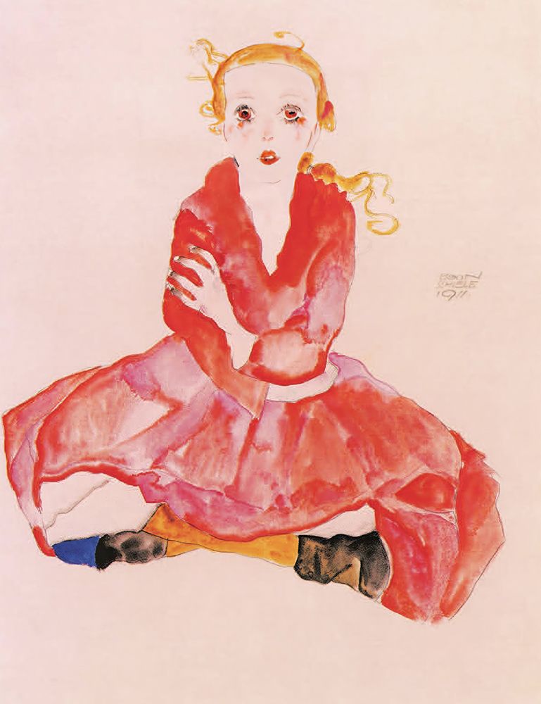 Seated Girl Facing Front 1911 art print by Egon Schiele for $57.95 CAD