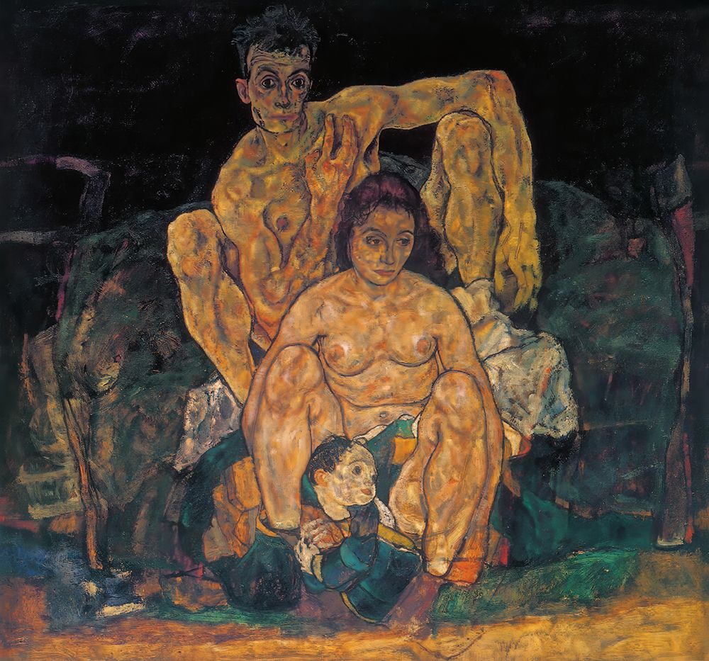The Family Squatting Couple 1918 art print by Egon Schiele for $57.95 CAD