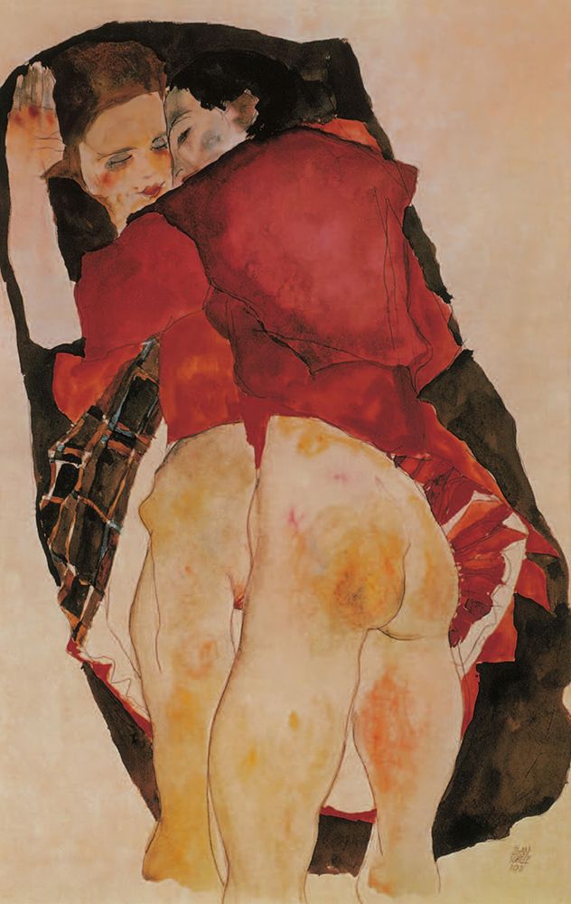 Two Girls, Lovers 1911 art print by Egon Schiele for $57.95 CAD