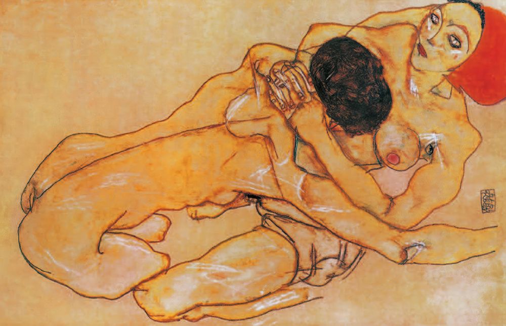 Two Girls, Lovers 1914 art print by Egon Schiele for $57.95 CAD