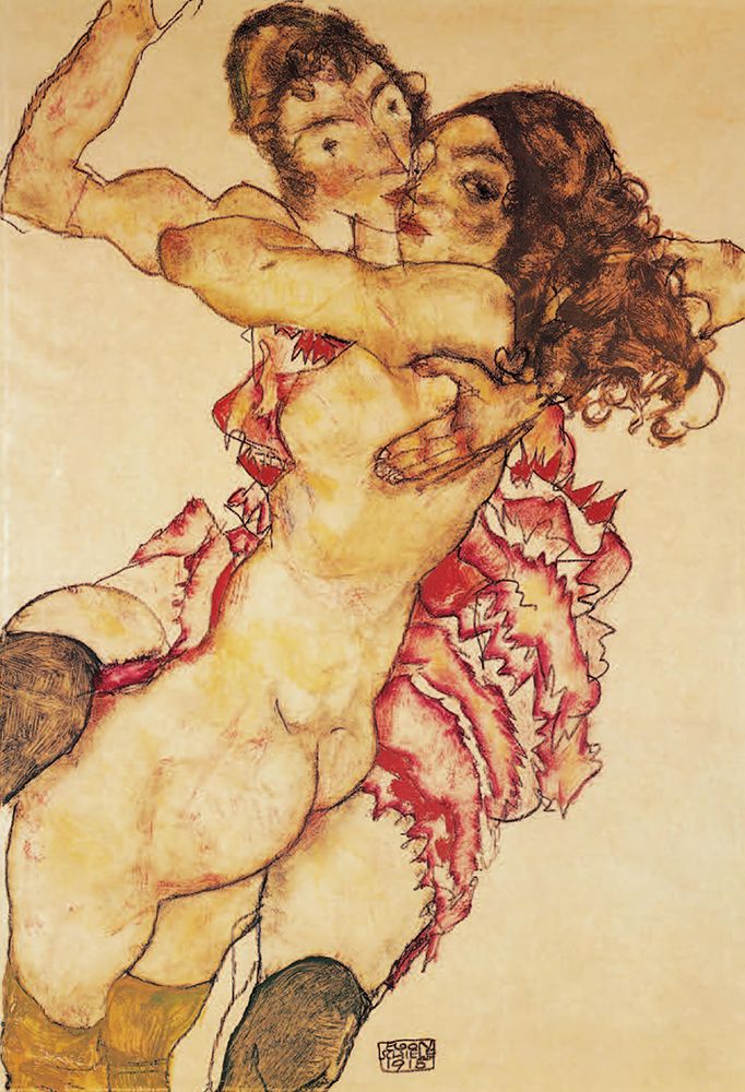 Two Girls Embracing 1915 art print by Egon Schiele for $57.95 CAD