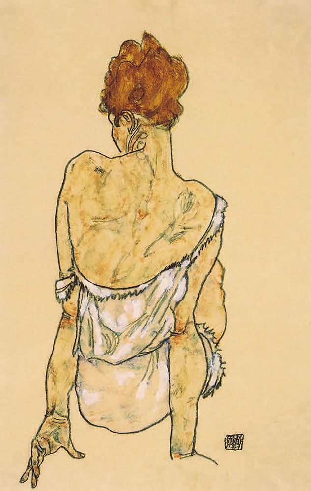 Woman in Underwear 1917 art print by Egon Schiele for $57.95 CAD