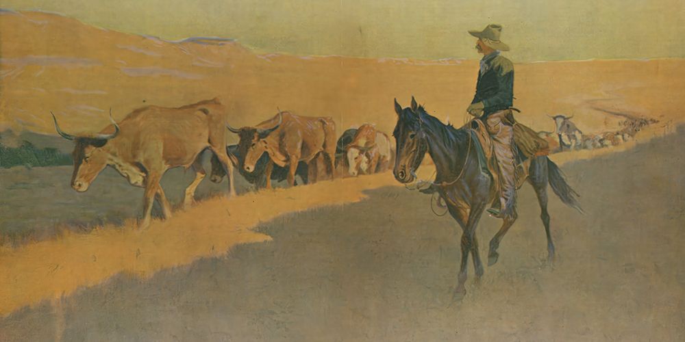 Trailing Texas Cattle 1904 art print by Frederic Remington for $57.95 CAD
