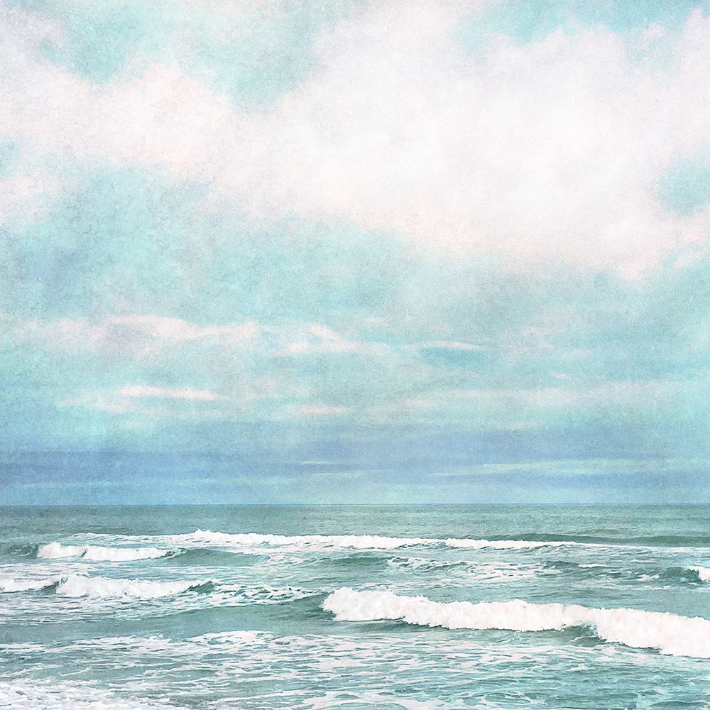 Aqua Ocean Waves Very Peri Blue Sky Watercolor I art print by Christine Zalewski for $57.95 CAD