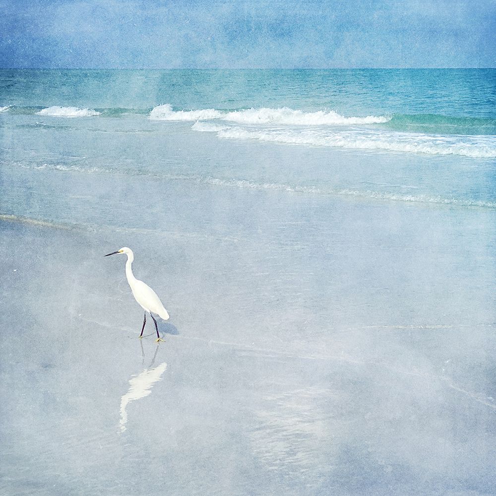 Coastal Beach Watercolor  Landscape Egret Sea Bird I art print by Christine Zalewski for $57.95 CAD
