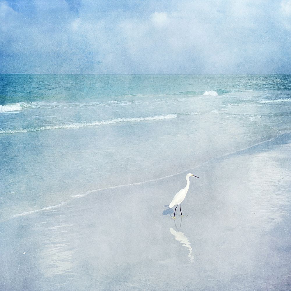 Coastal Beach Watercolor  Landscape Egret Sea Bird II art print by Christine Zalewski for $57.95 CAD
