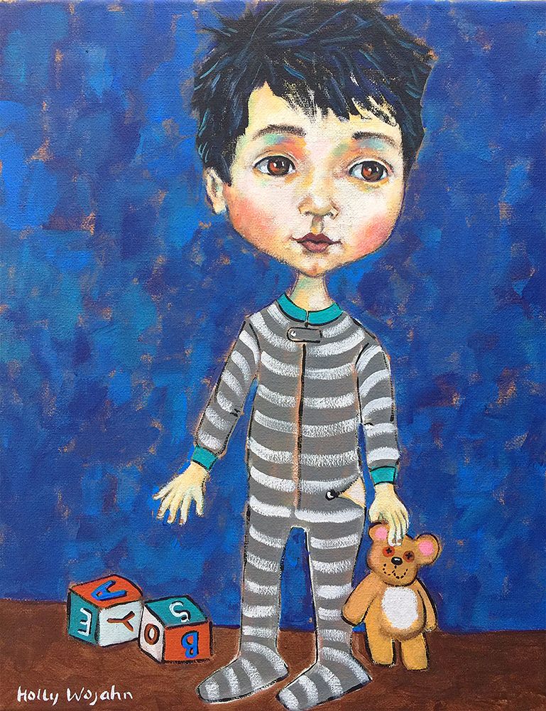 Blue Pajama Boy art print by Holly Wojahn for $57.95 CAD