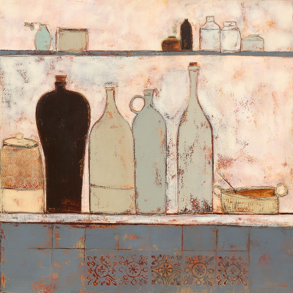 French bottles with French tiles art print by Anji Allen for $57.95 CAD