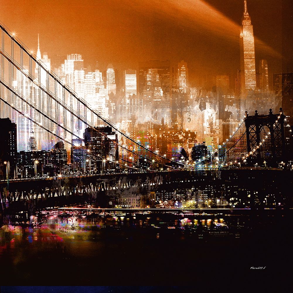 Brooklyn Bridge by Night art print by Mereditt.f  for $57.95 CAD