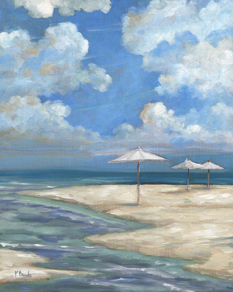 Umbrella Beachscape - White art print by Paul Brent for $57.95 CAD