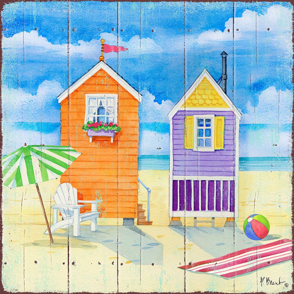 Beach Huts Square I art print by Paul Brent for $57.95 CAD
