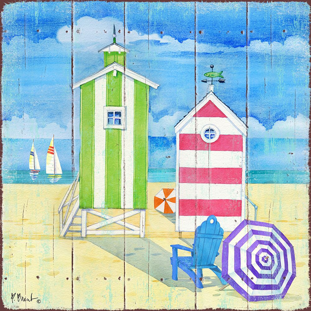 Beach Huts Square II art print by Paul Brent for $57.95 CAD