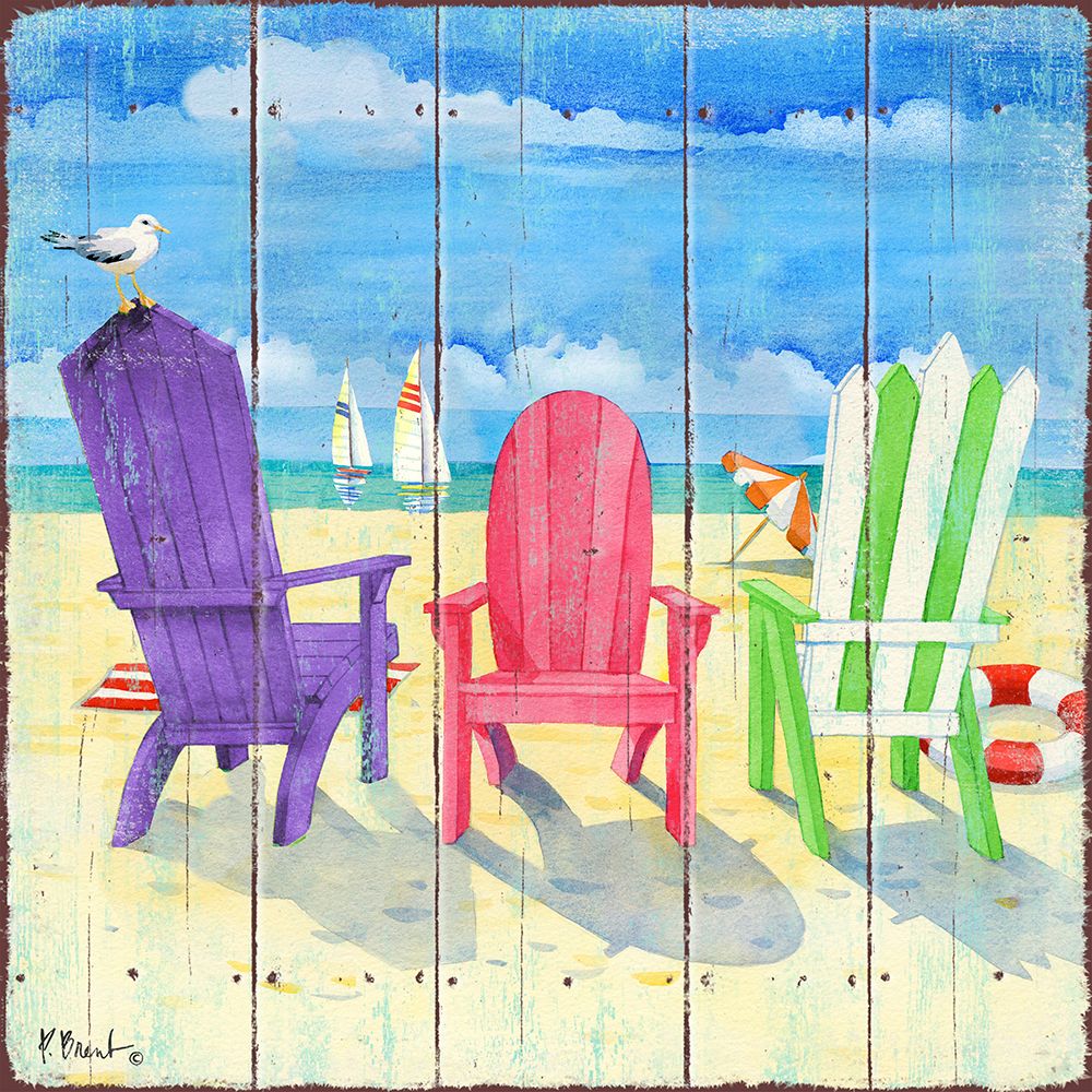 Beach Chairs Square I art print by Paul Brent for $57.95 CAD