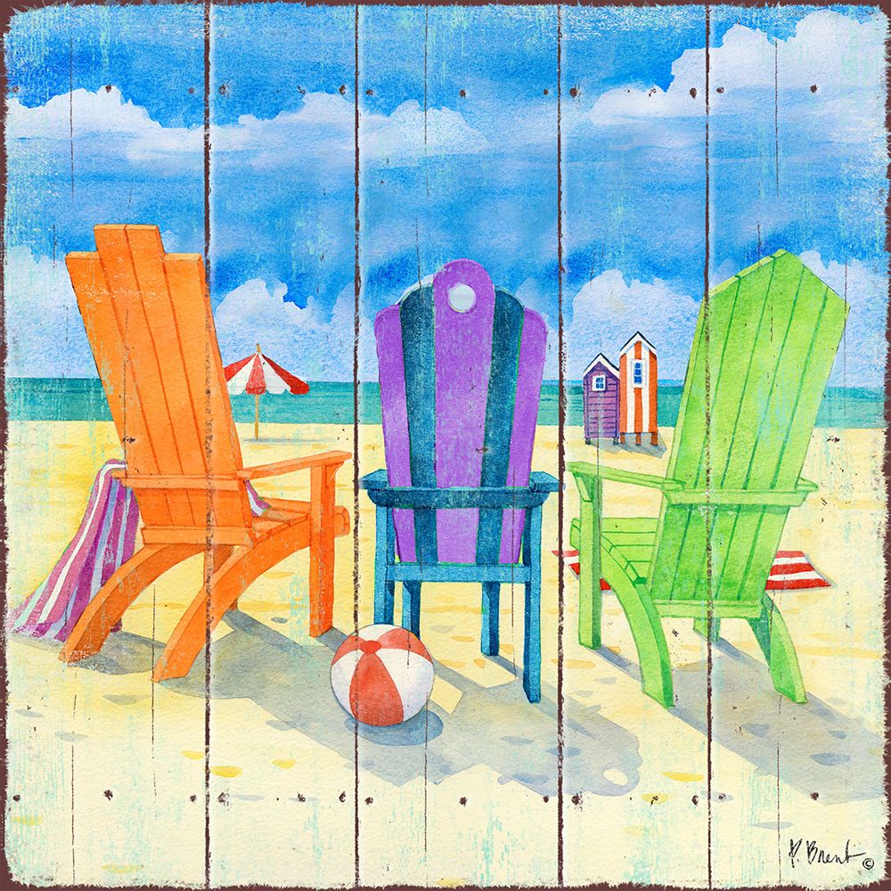 Beach Chairs Square II art print by Paul Brent for $57.95 CAD
