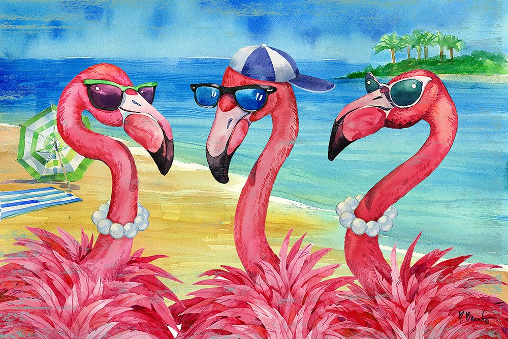 Flamingo Friends And Guy art print by Paul Brent for $57.95 CAD