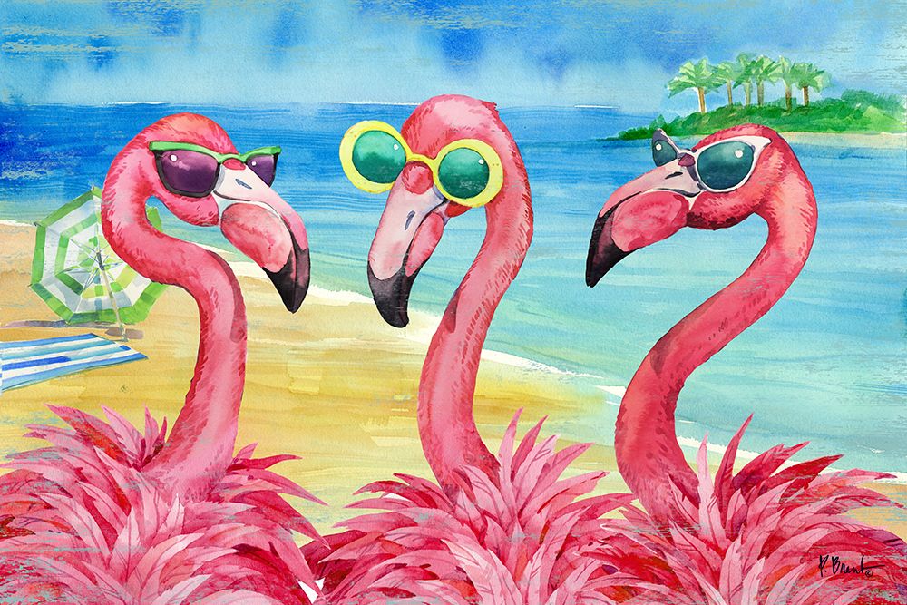 Flamingo Girlfriends Horizontal art print by Paul Brent for $57.95 CAD