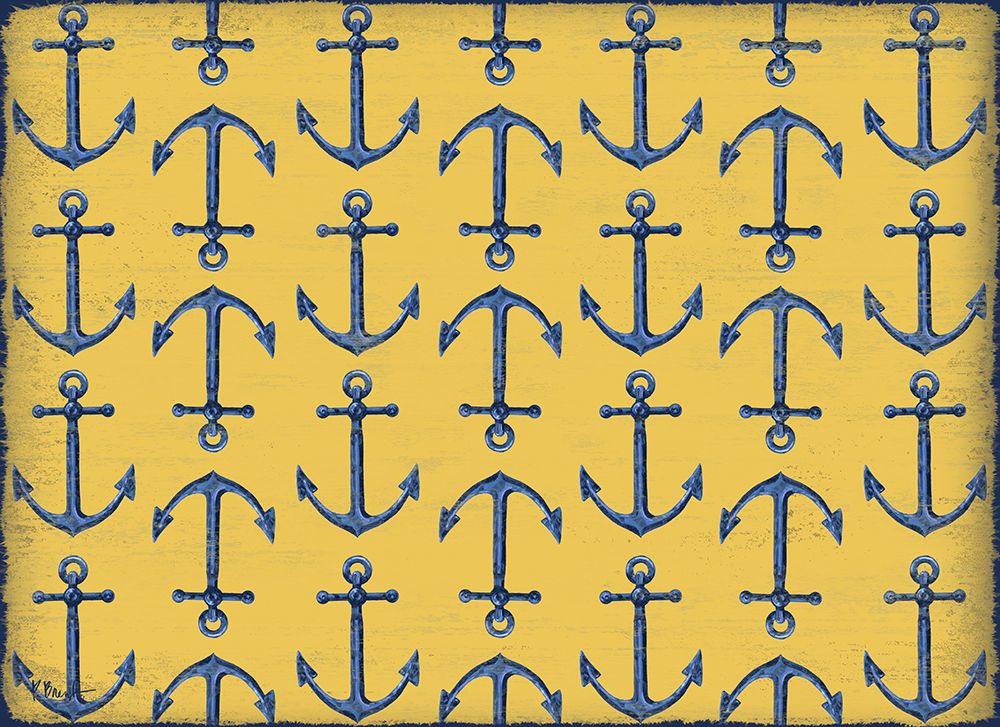 Sunny Nautical Repeat - Yellow art print by Paul Brent for $57.95 CAD