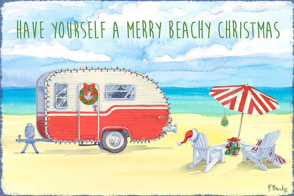 Christmas Beach Camper art print by Paul Brent for $57.95 CAD