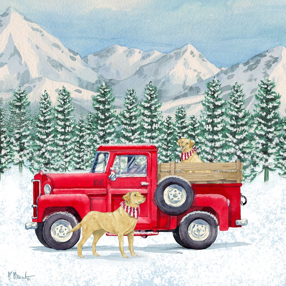 Winter Pups I - Holiday art print by Paul Brent for $57.95 CAD
