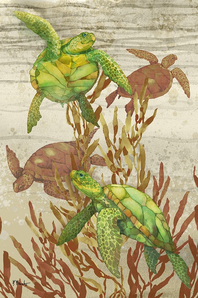 Calypso Turtles Vertical art print by Paul Brent for $57.95 CAD