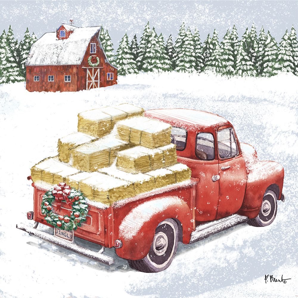 Holiday Winter Truck I art print by Paul Brent for $57.95 CAD