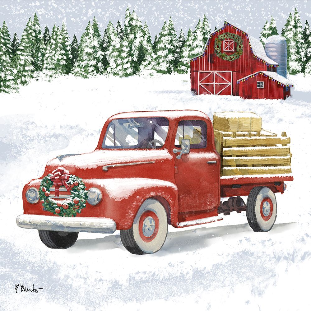 Holiday Winter Truck II art print by Paul Brent for $57.95 CAD