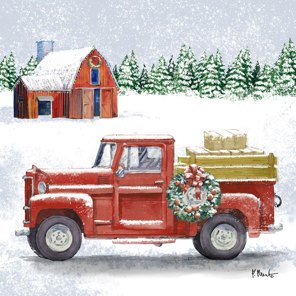 Holiday Winter Truck IV art print by Paul Brent for $57.95 CAD