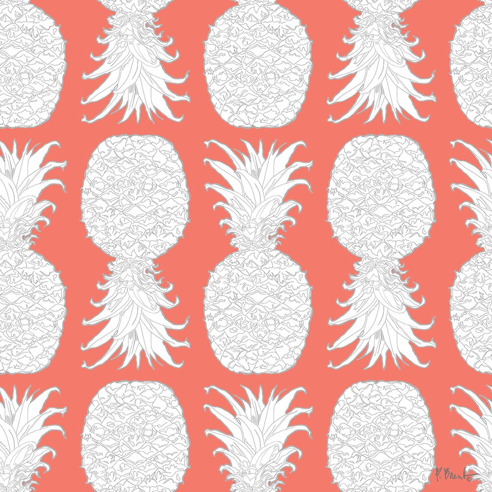 White Pineapple Repeat I - Coral art print by Paul Brent for $57.95 CAD
