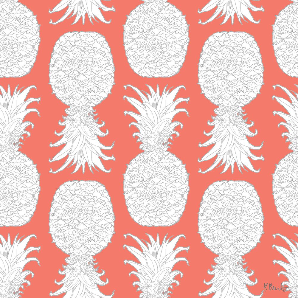 White Pineapple Repeat II - Coral art print by Paul Brent for $57.95 CAD