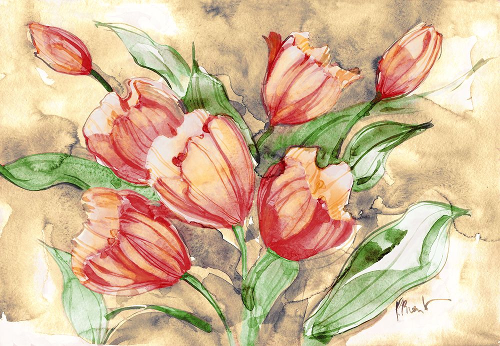 Fresh Tulips - Coral art print by Paul Brent for $57.95 CAD