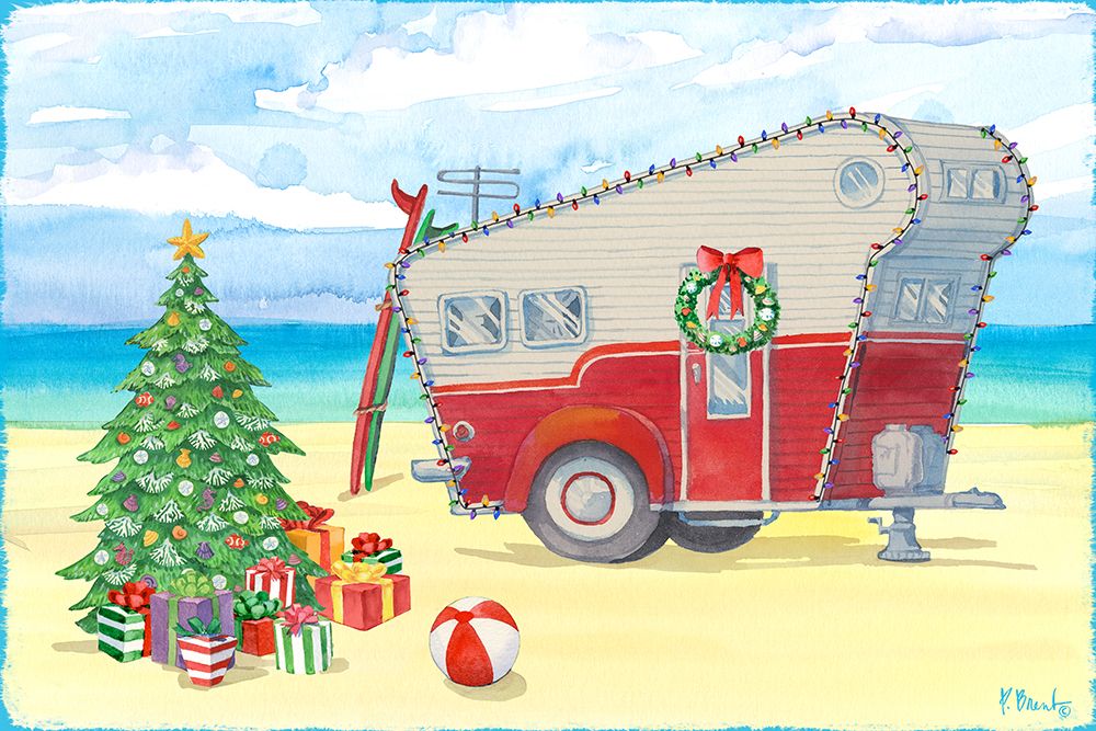 Christmas Beach Camper II art print by Paul Brent for $57.95 CAD