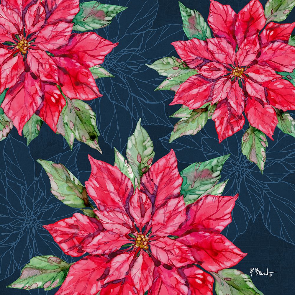 Fiona Poinsettias II - Navy art print by Paul Brent for $57.95 CAD