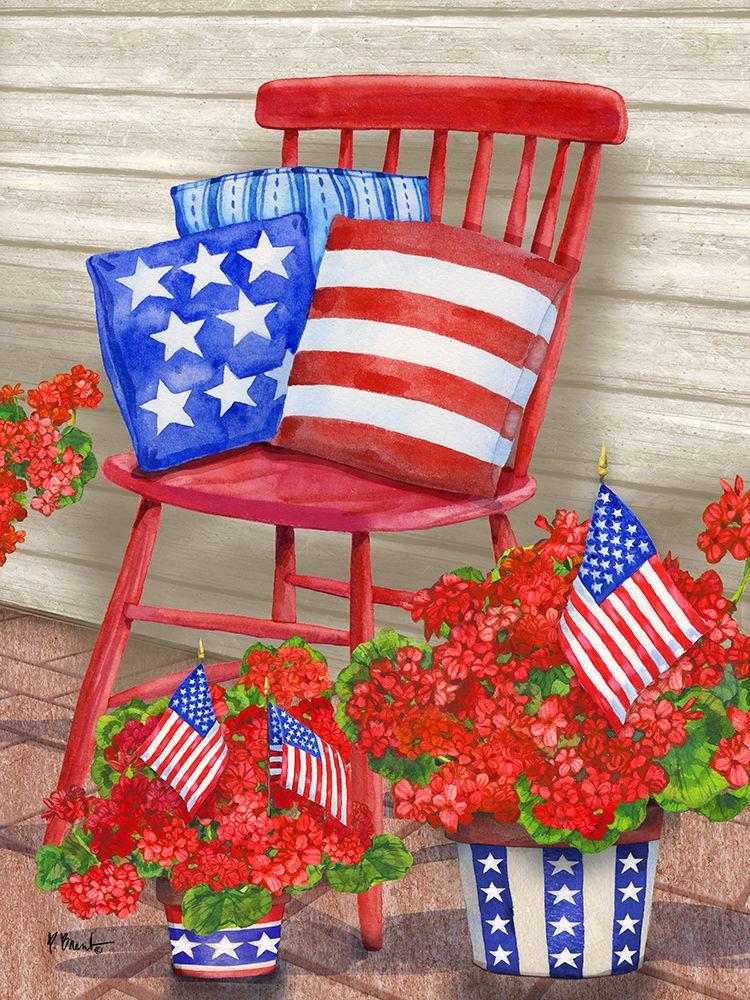 Farmhouse Florals I - Patriotic art print by Paul Brent for $57.95 CAD
