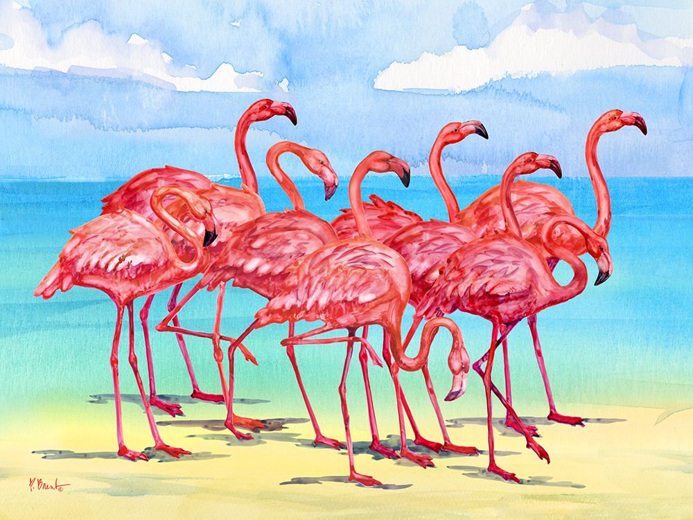 Hilo Flamingos Horizontal - Beach art print by Paul Brent for $57.95 CAD