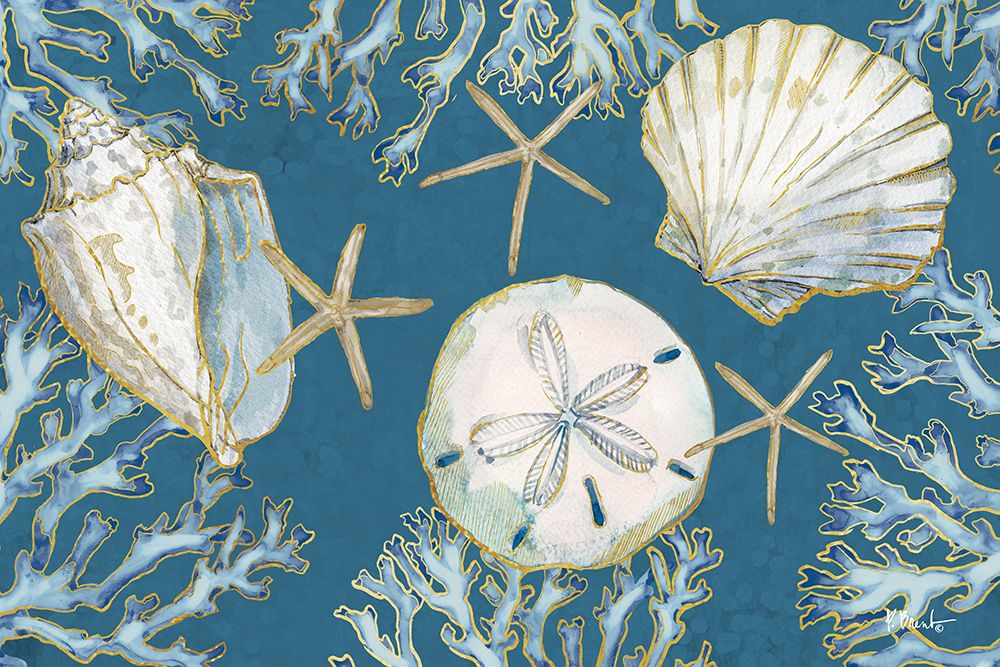 Playa Shells Horizontal - Indigo art print by Paul Brent for $57.95 CAD