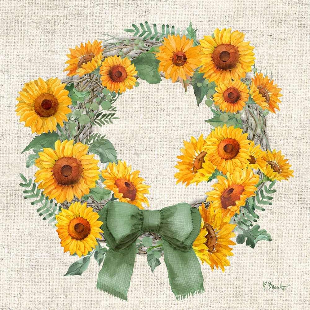 Sage Sunflowers Wreath art print by Paul Brent for $57.95 CAD