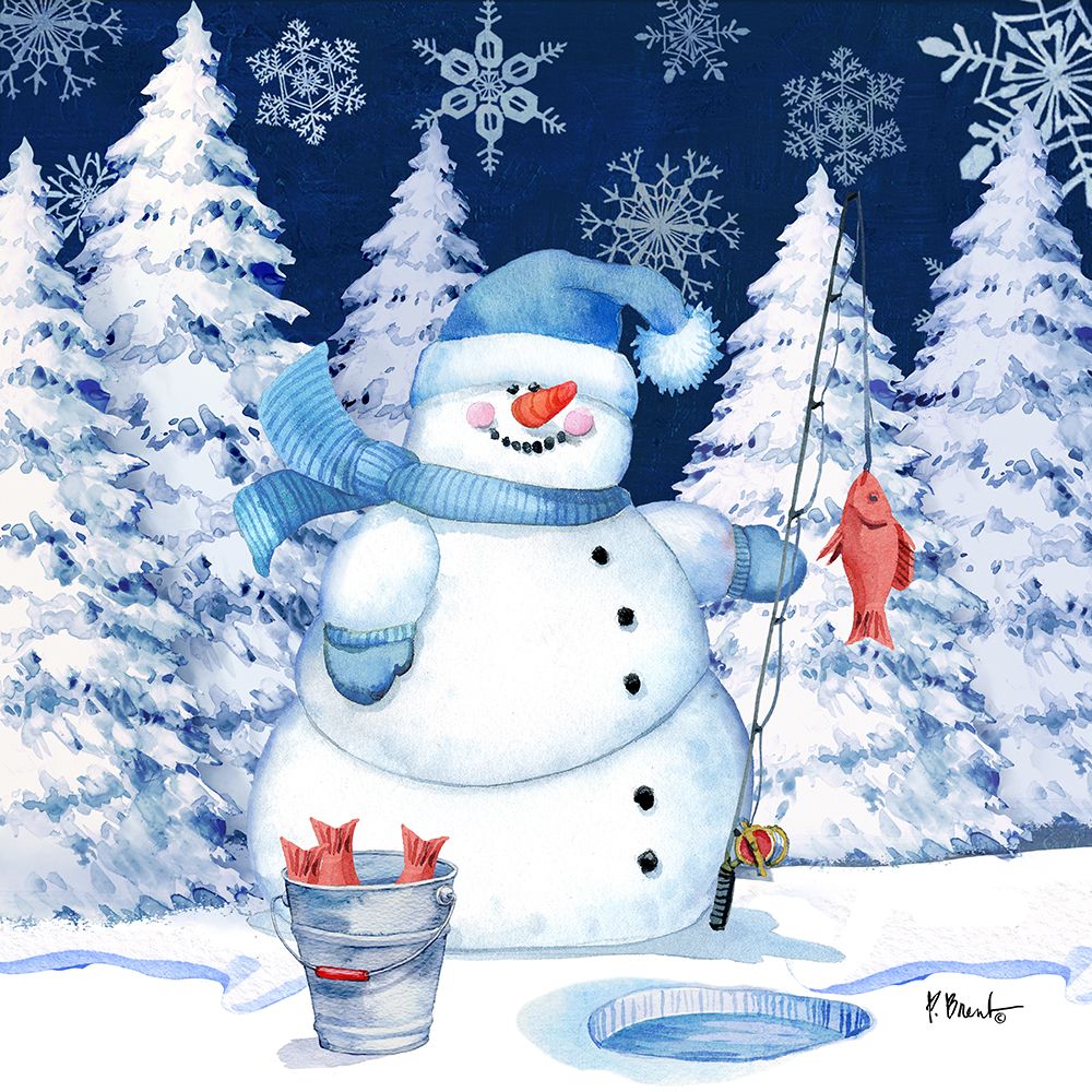Icy Snowman III - Navy art print by Paul Brent for $57.95 CAD